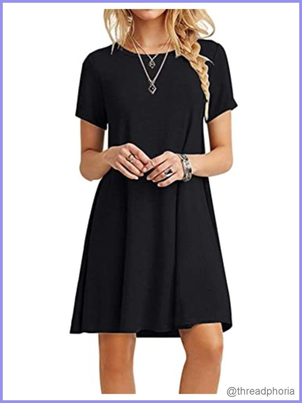 Casual Loose T-Shirt Dress Short Sleeve O-Neck Soft Stretchy